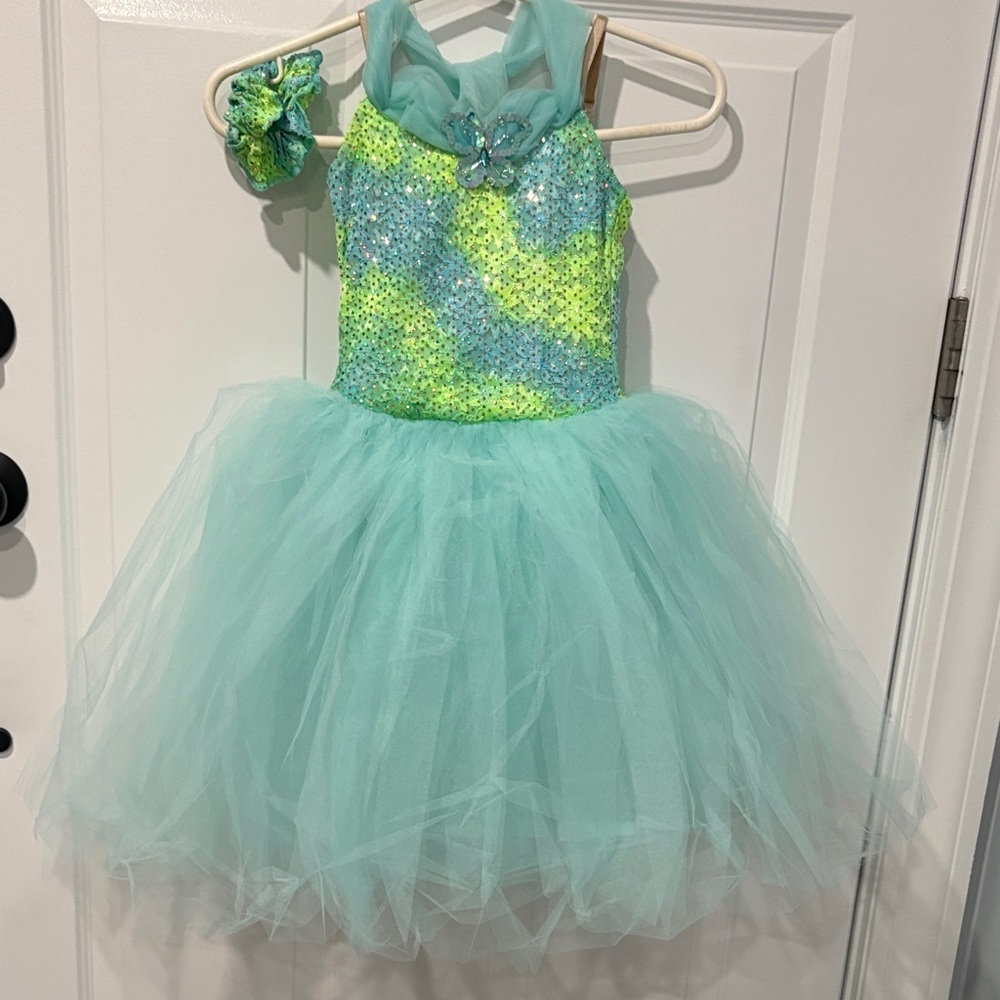 Weissman Aqua and Lime Dance Costume